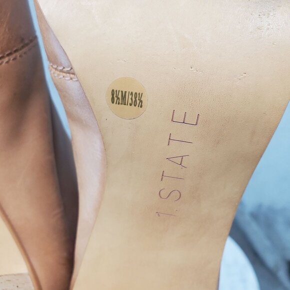 1.State Shoes Womens 8.5 Brown Leather Amble D'Orsay Block Heel Open Toe - Picture 3 of 11